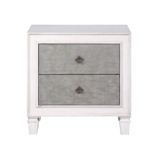 Katia - Weathered Night Stand - Gray / White