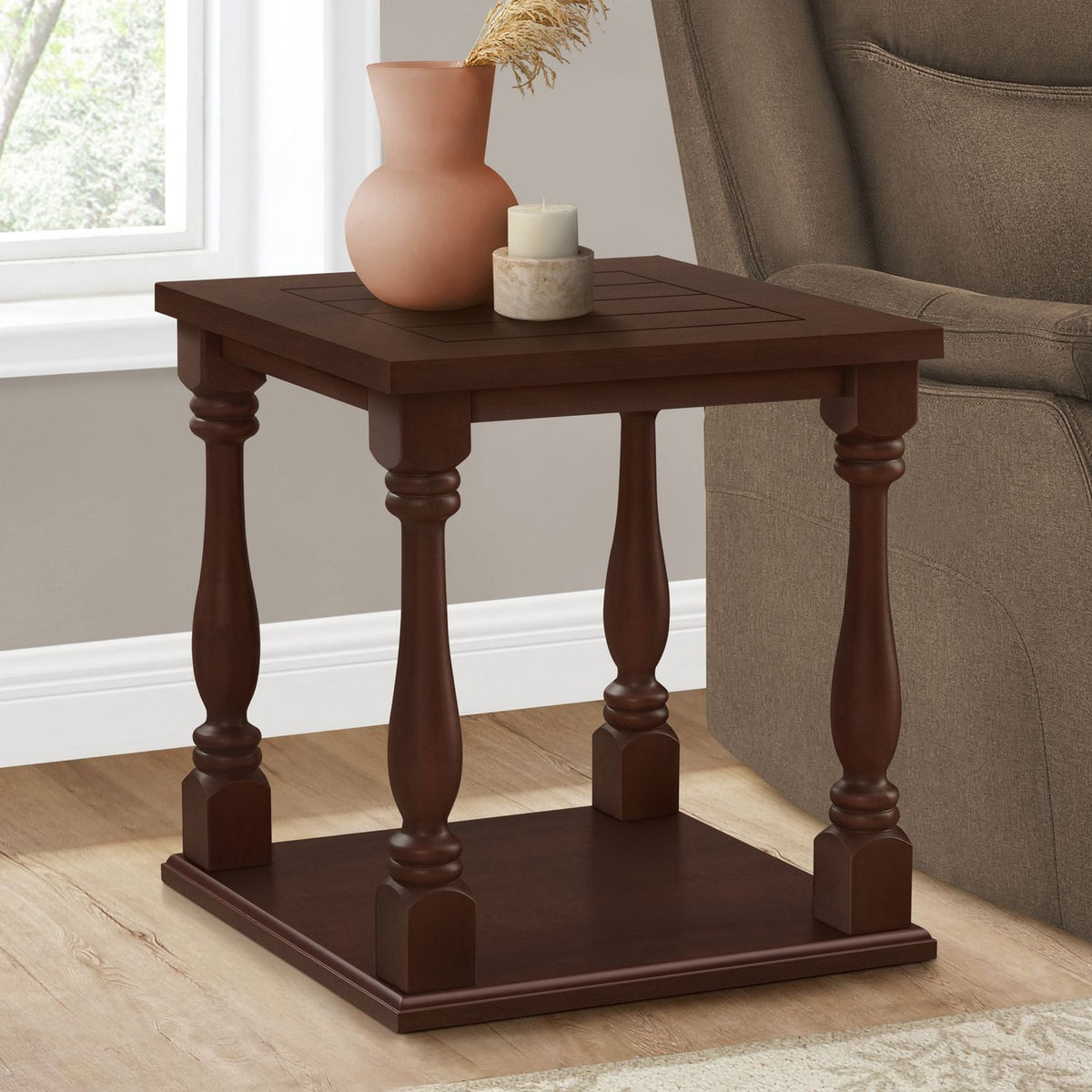 Accent Table, 2 Tier, Square, Traditional - Espresso