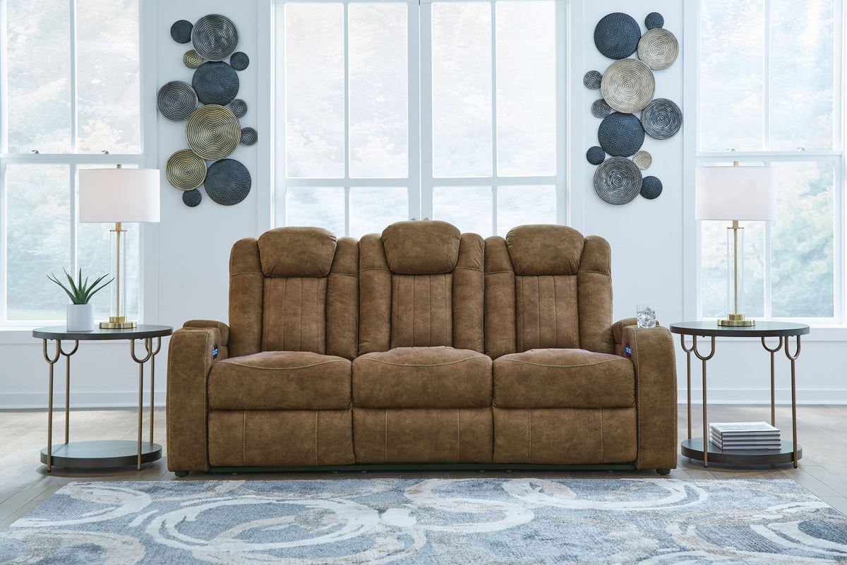 Wolfridge - 2 Pc. - Power Reclining Sofa, Power Reclining Loveseat With Console - Brindle