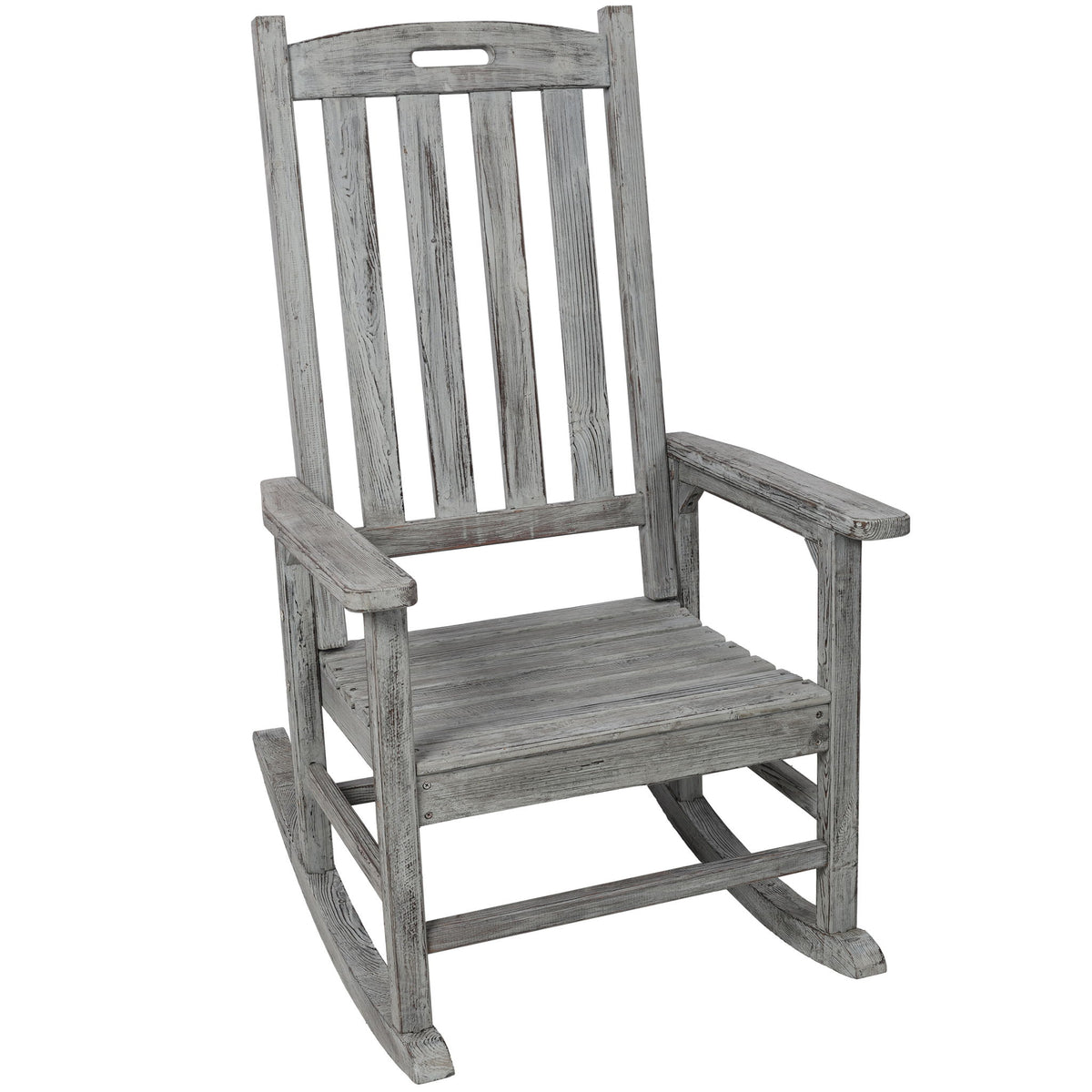 Oversized Porch Rocker Chair With Wide Seat And Tall Backrest