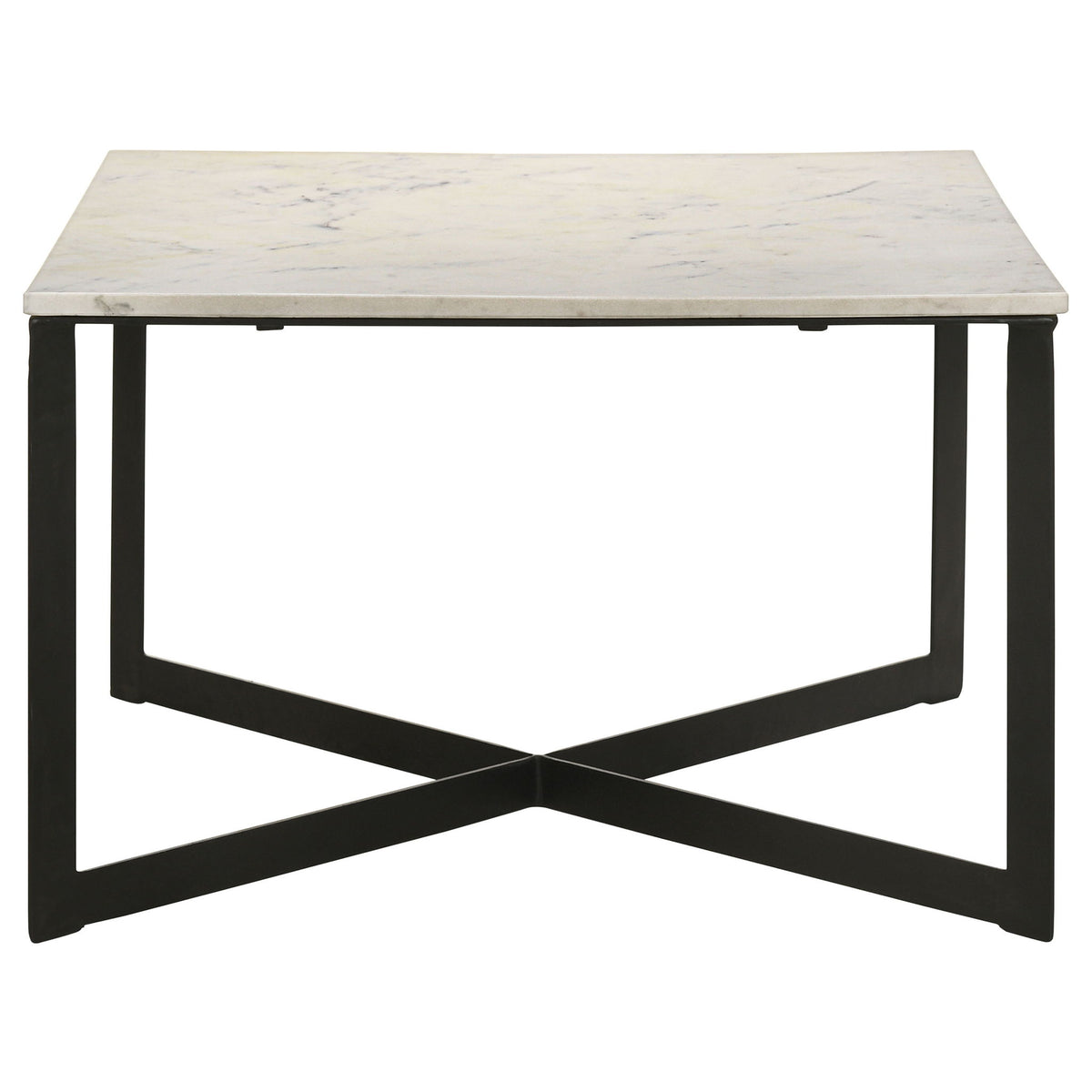 Volz - Square Coffee Table With Crisscross Base - White Marble