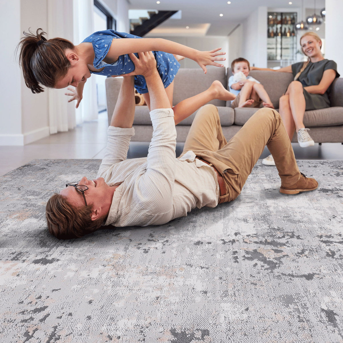 Marfi - 8' X 10' Abstract Area Rug - Gray Multi