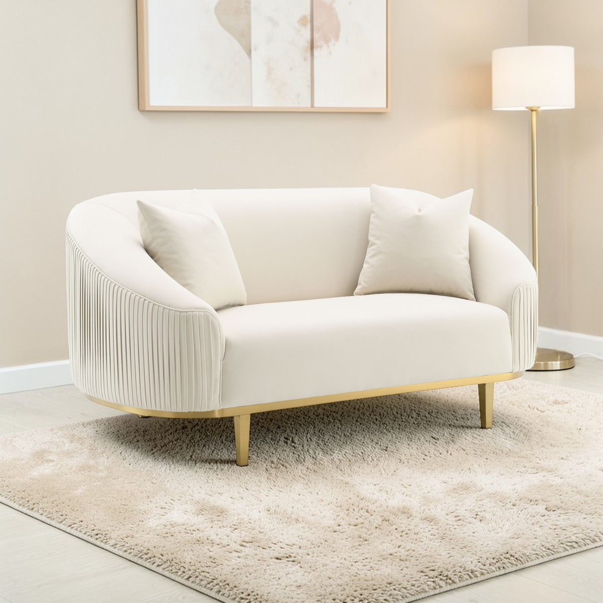 Martina - Loveseat With 2 Pillows - Ivory