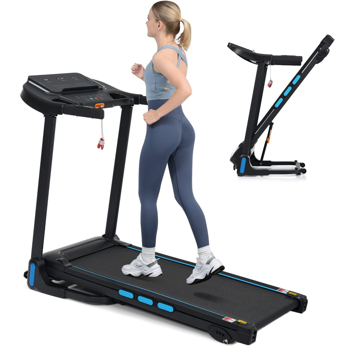 3.5Hp Hydraulic System Auto Foldable Treadmill With Incline, Heart Rate Sensors, Type C & USB Charge, Bluetooth Speaker - Black