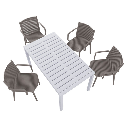 4 Modern Stackable Armchair Matched With Long Table
