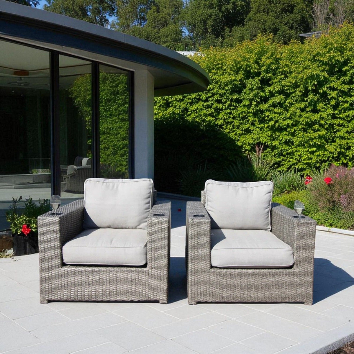 Outdoor Lounge Chairs With Cushions, Weather Resistant - Gray Mix