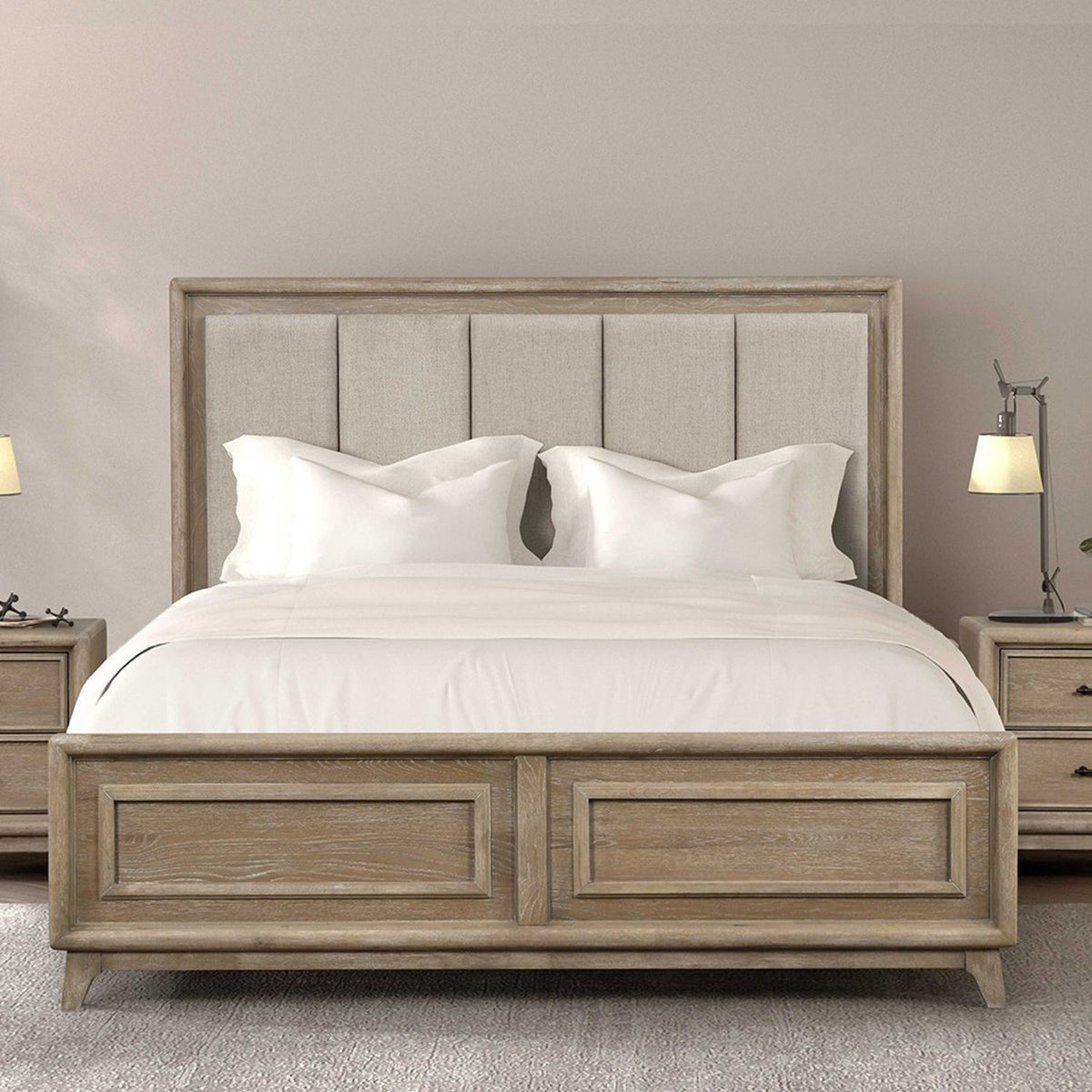 Contemporary Bed With Padded Headboard