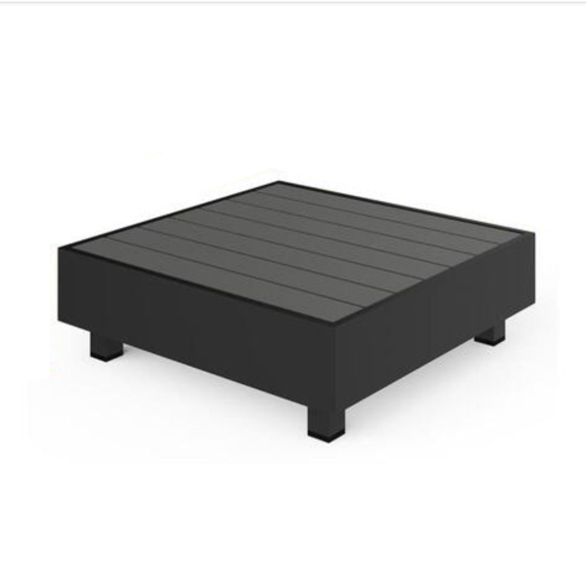 Square Slatted Patio Coffee Table With Rust Resistant Accents - Gray