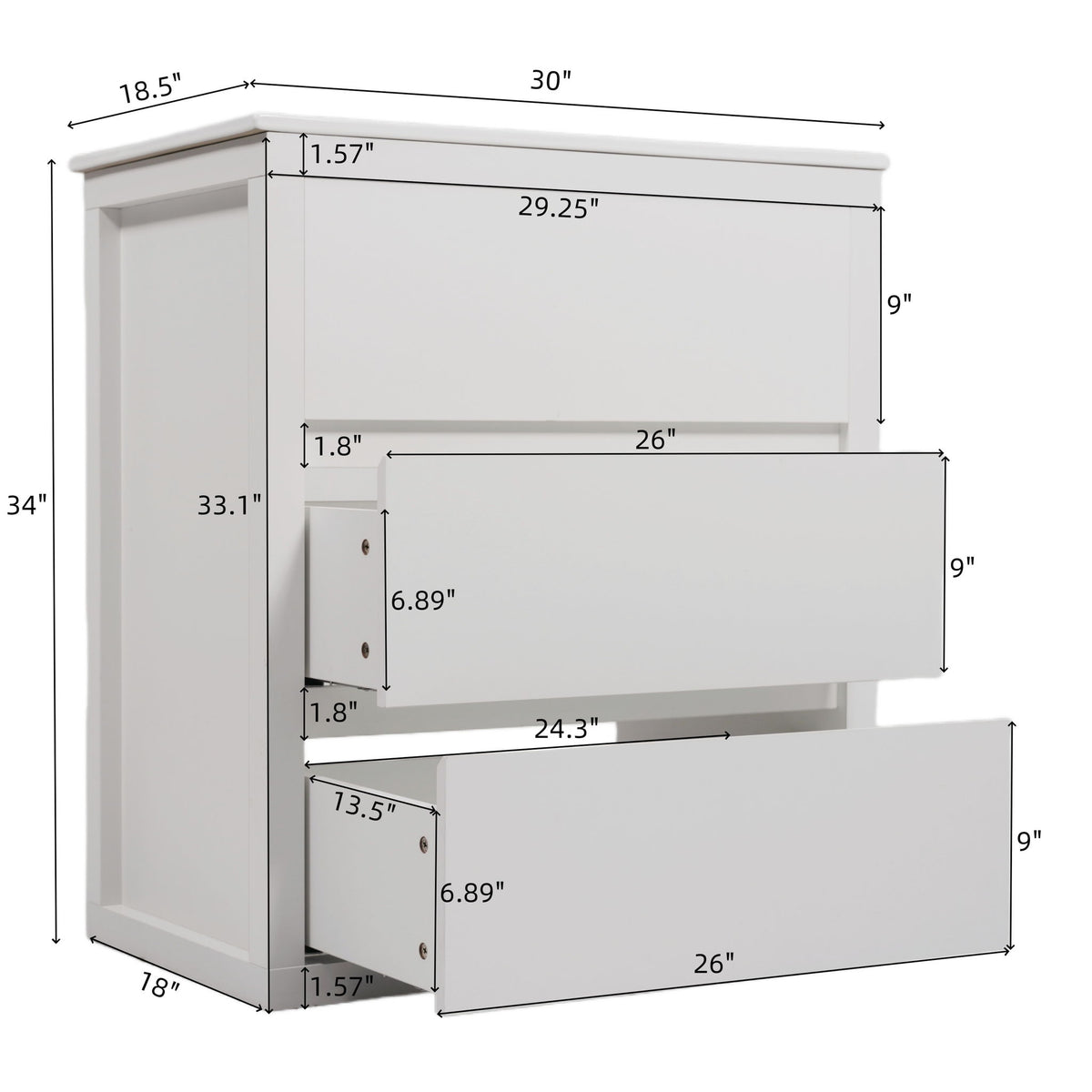 Freestanding Bathroom Vanity With Ceramic Sink, 2 Full Extension Drawers