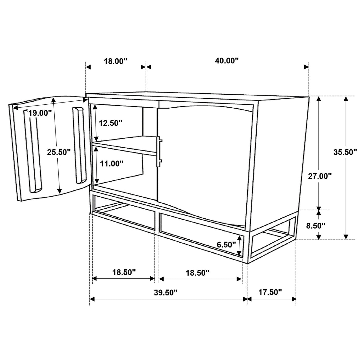 Denali - 2 Door Accent Cabinet With Variegated Grain Doors And Soft Base - Walnut