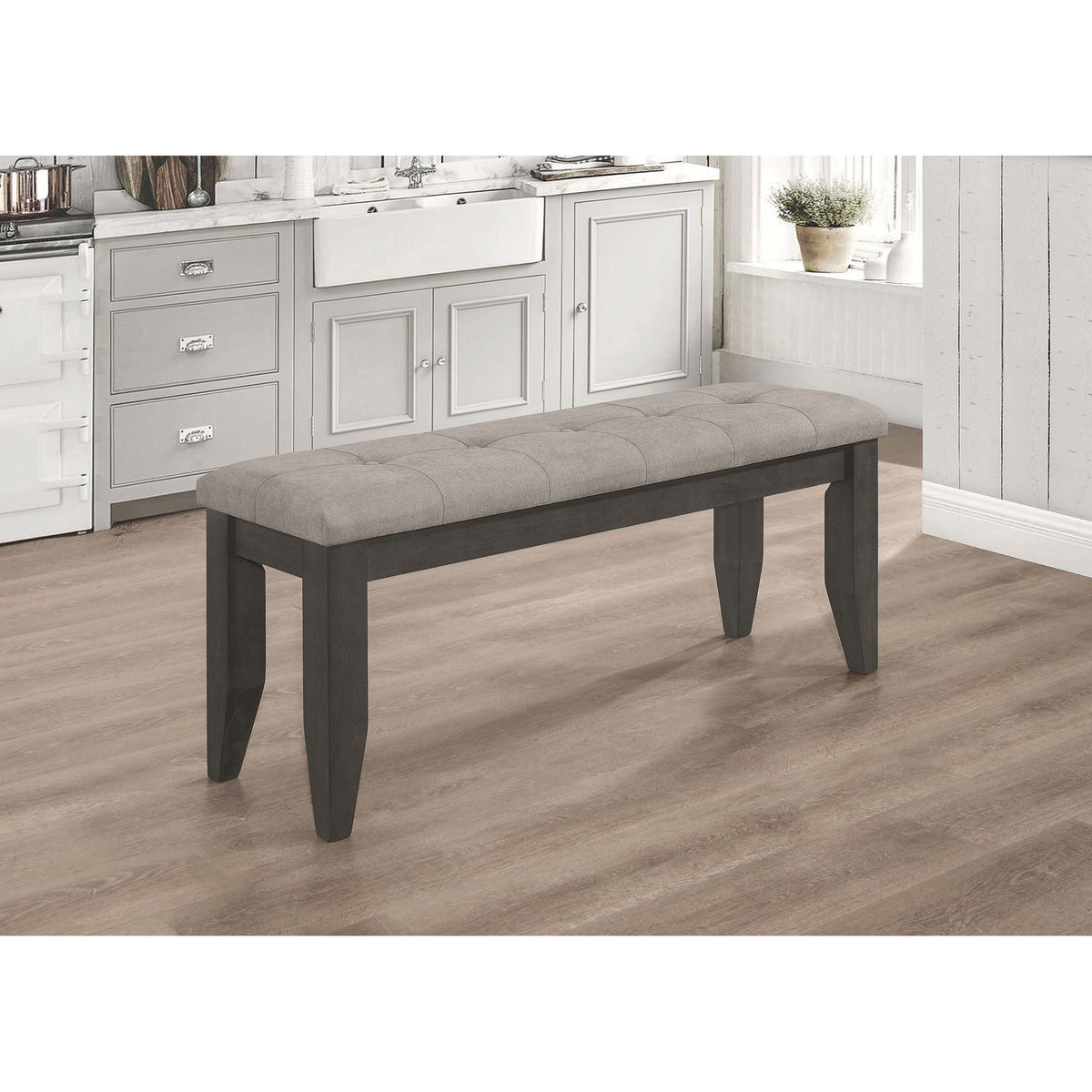 Erskin - Upholstered Dining Bench With Button Tufted Cushion - Dark Gray