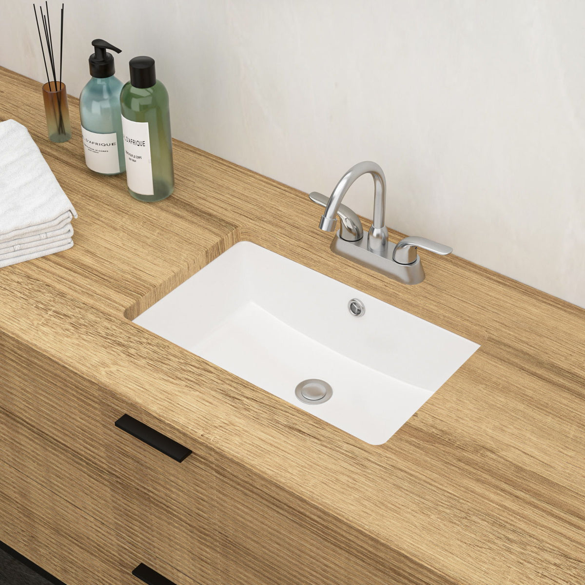 Modern Ceramic Rectangular Undermount Bathroom Sink With Overflow