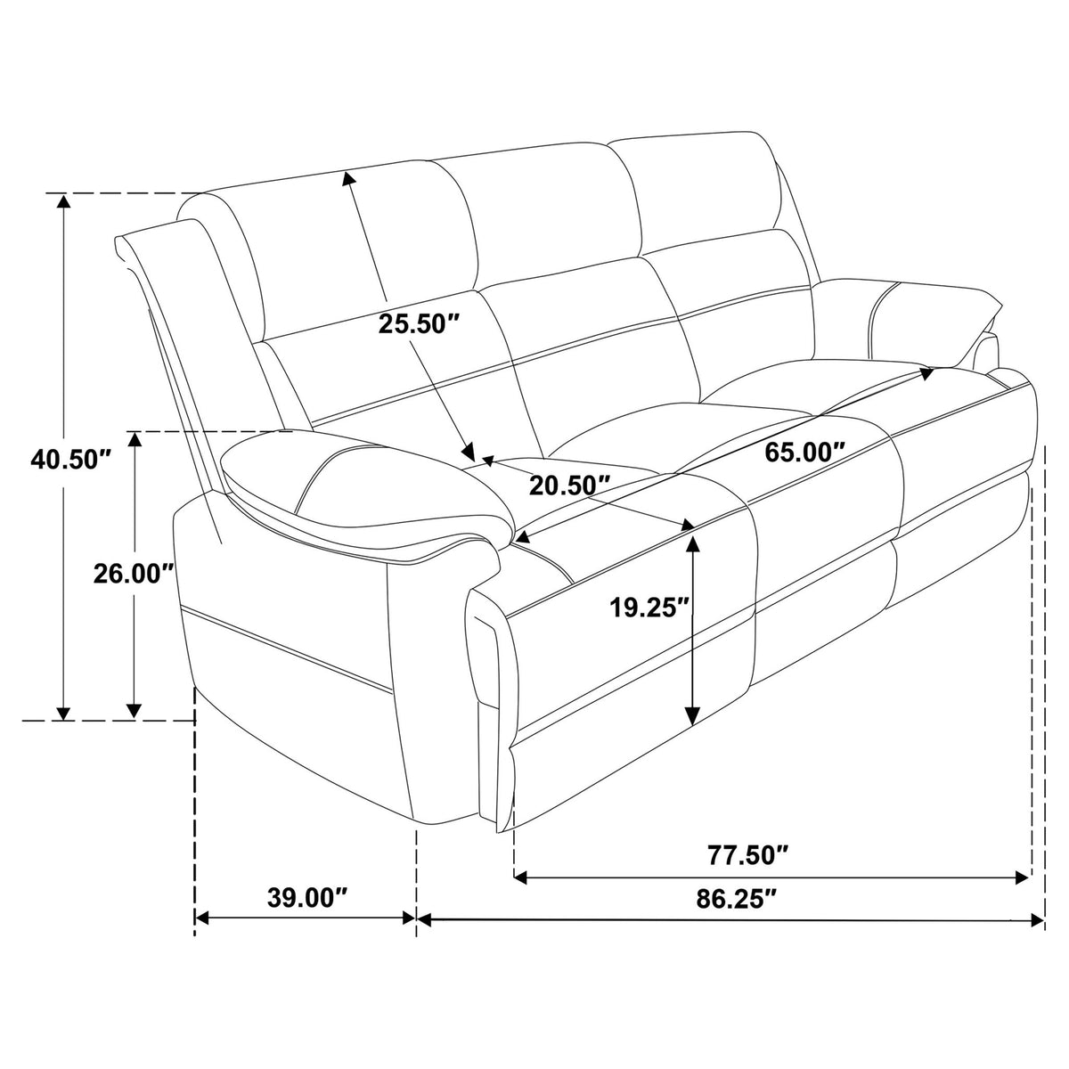 Worthington - Padded Arm Sofa - Dark Brown
