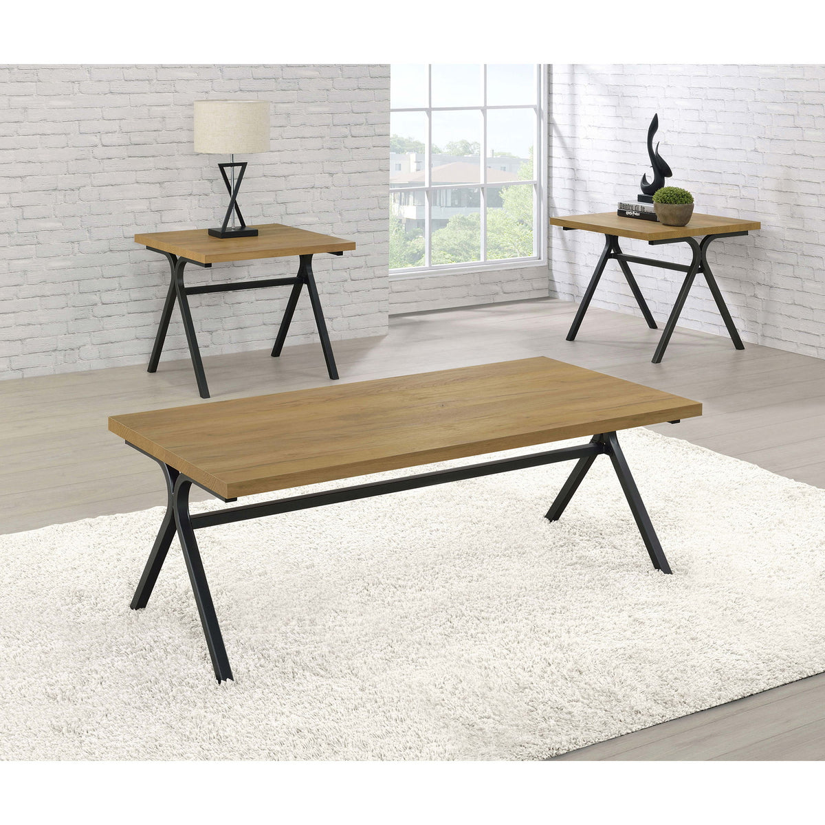 3 Piece Occasional Set, Coffee Table And 2 End Tables - Brown