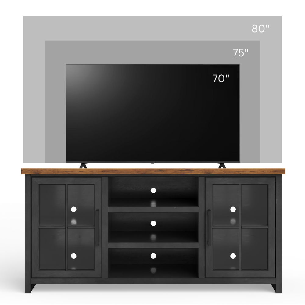 TV Stand Console For TVs Up To 80" - Black / Whiskey
