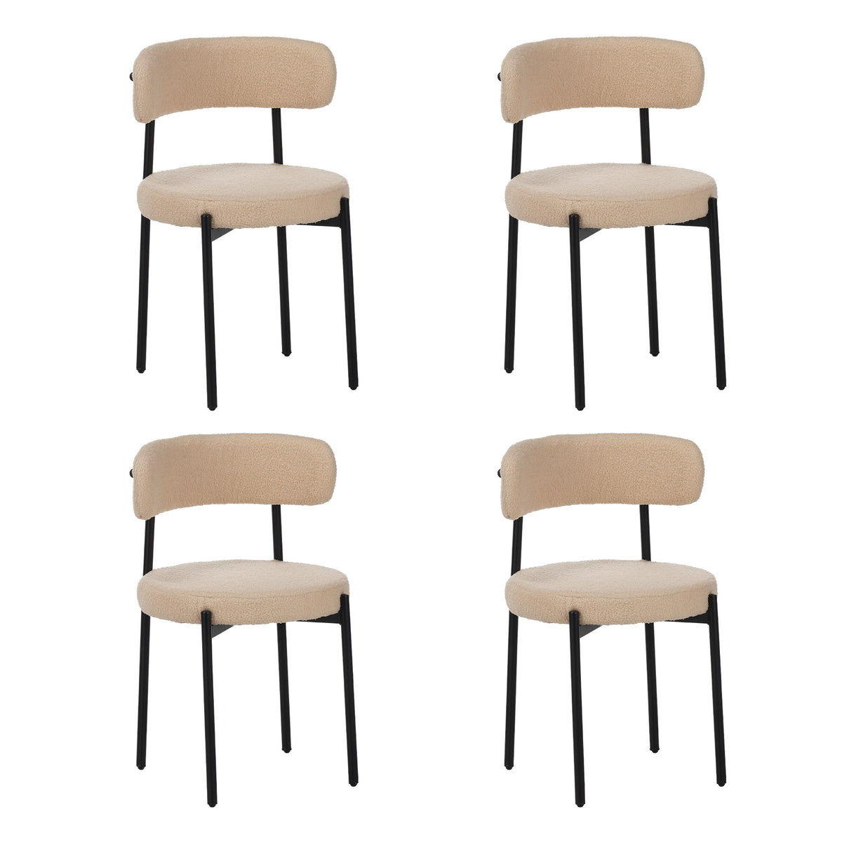 Medieval - Curved Back Kitchen Dining Chairs (Set of 4) - Beige