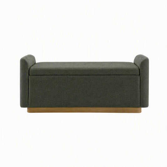 Upholstered Storage Bench With Safety Hinge