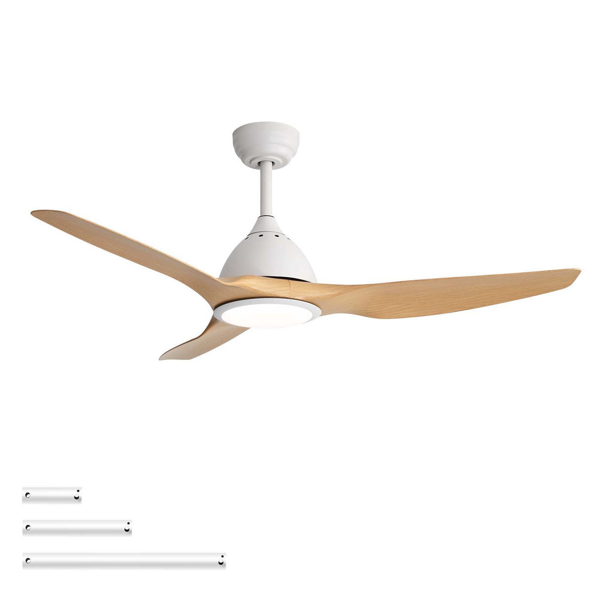 Ceiling Fan With Light 22W 3 Color Dimmable LED Memory Function Ultra Quiet Reversible DC Motor 1H 4H 8H Timer - Matte White