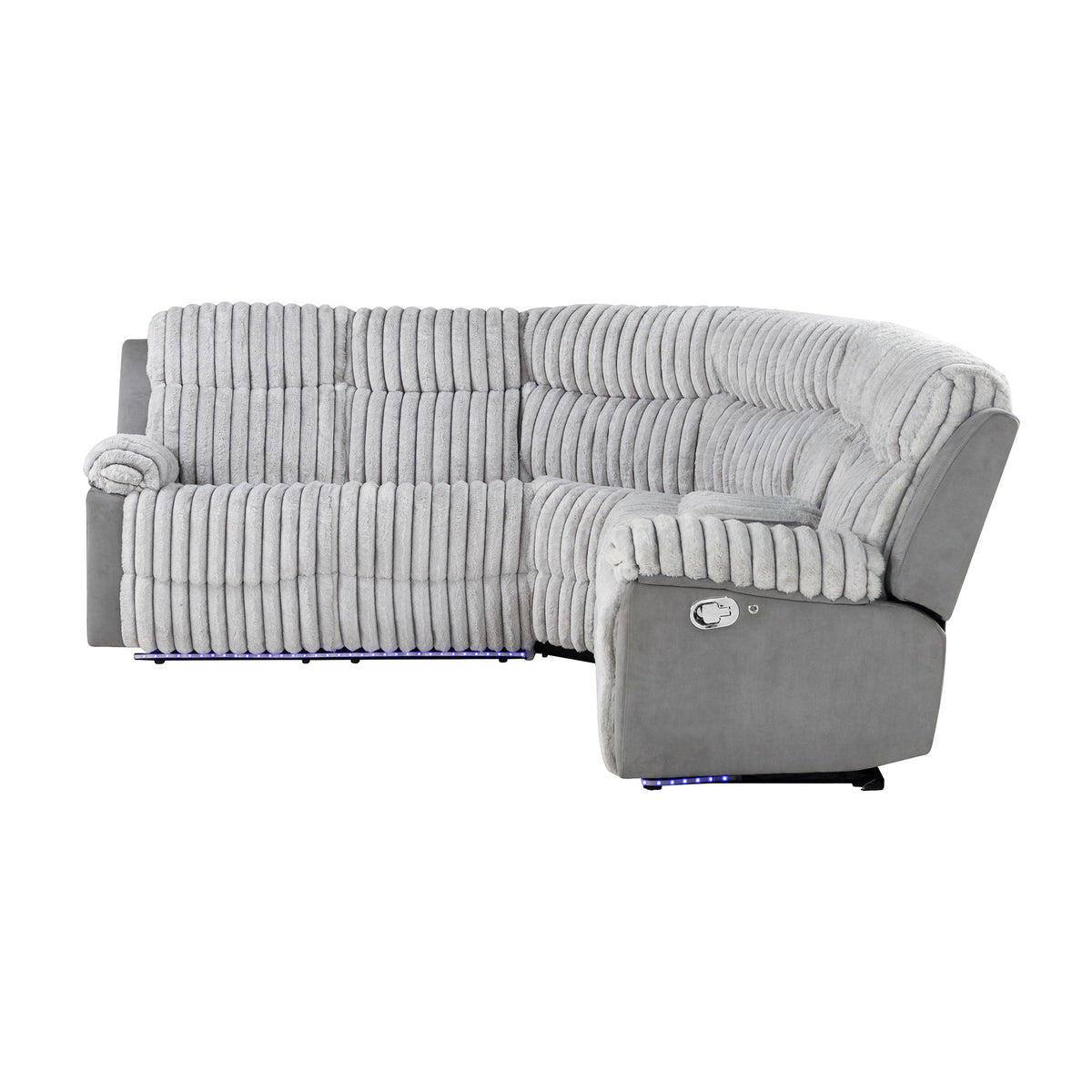 Bruni - Sectional Sofa With LED Lighting And Manual Recline - Gray