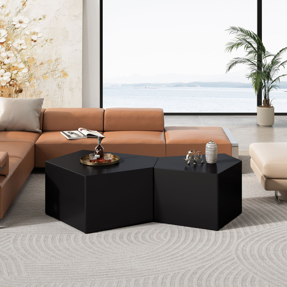 Irregular Pentagon Nesting Coffee Table Set