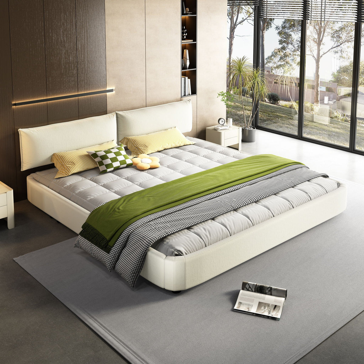 Cloud Bed Frame With Oversized Padded Movable Headboard