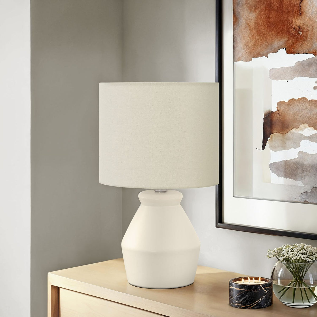 Lighting, Table Lamp Modern - Cream