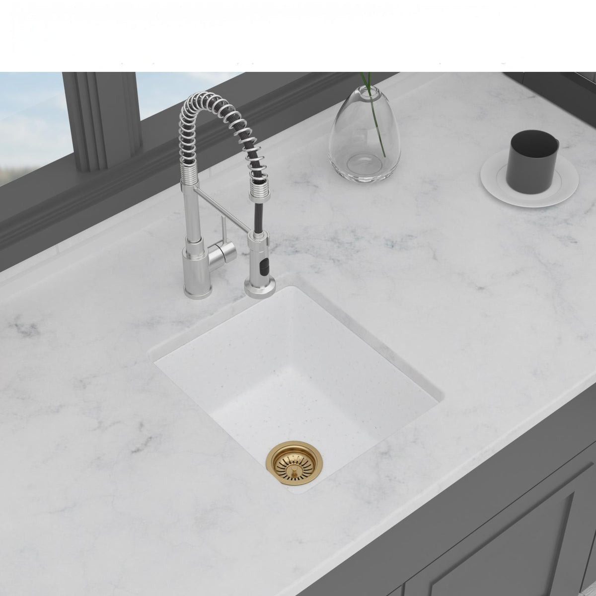 Quartz Composite Undermount Single Bowl Kitchen Sink