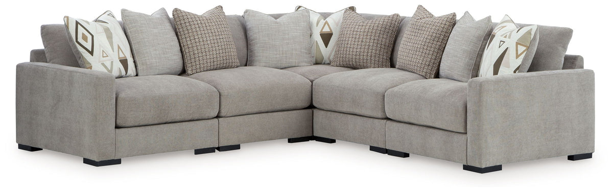 Aslan Court - 6 Pc. - 5-Piece Sectional, Ottoman - Pebble