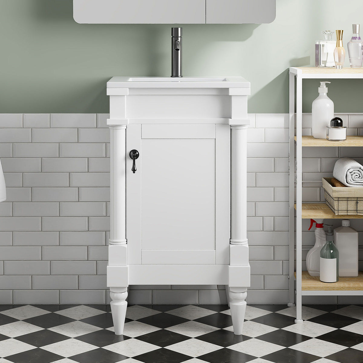 Bathroom Vanity With Sink, Storage Cabinet With Door, Drop In Sink, Compact Freestanding Design