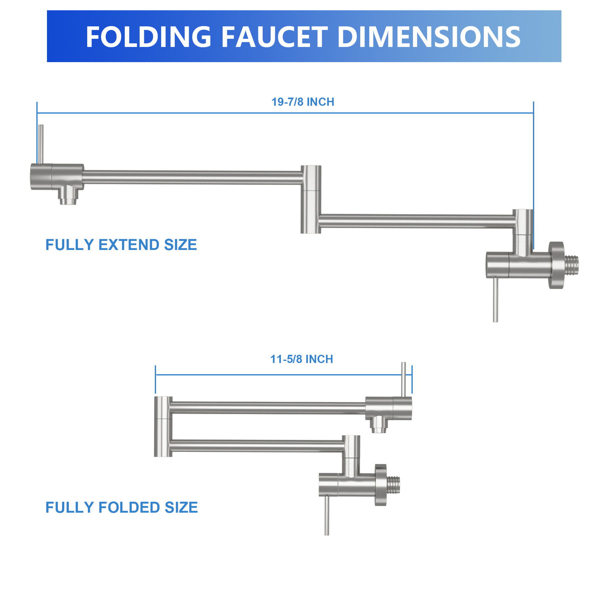 Modern Design Pot Filler Faucet Wall Mount Kitchen Sink, Folding Stretchable