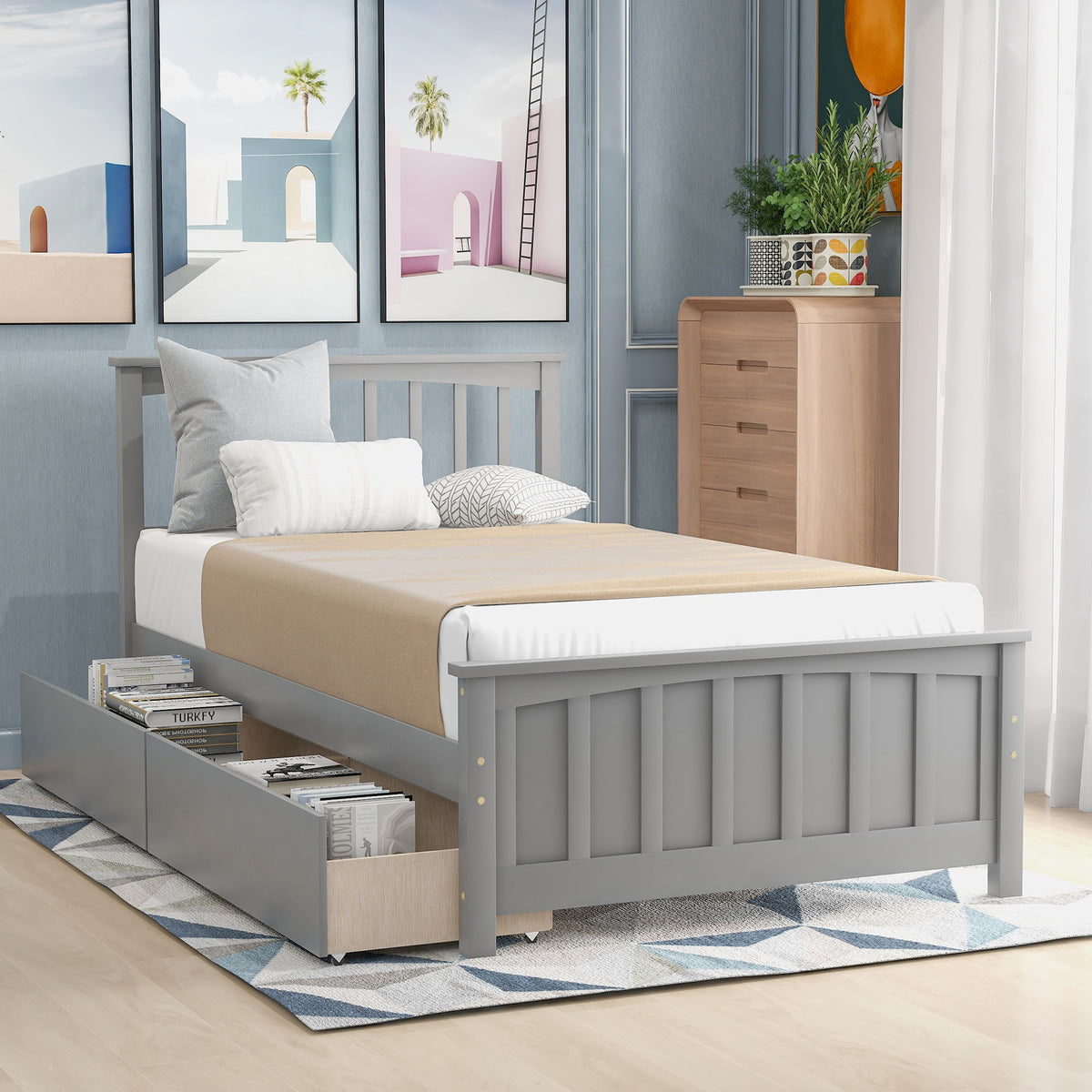 Platform Bed With Two Drawers