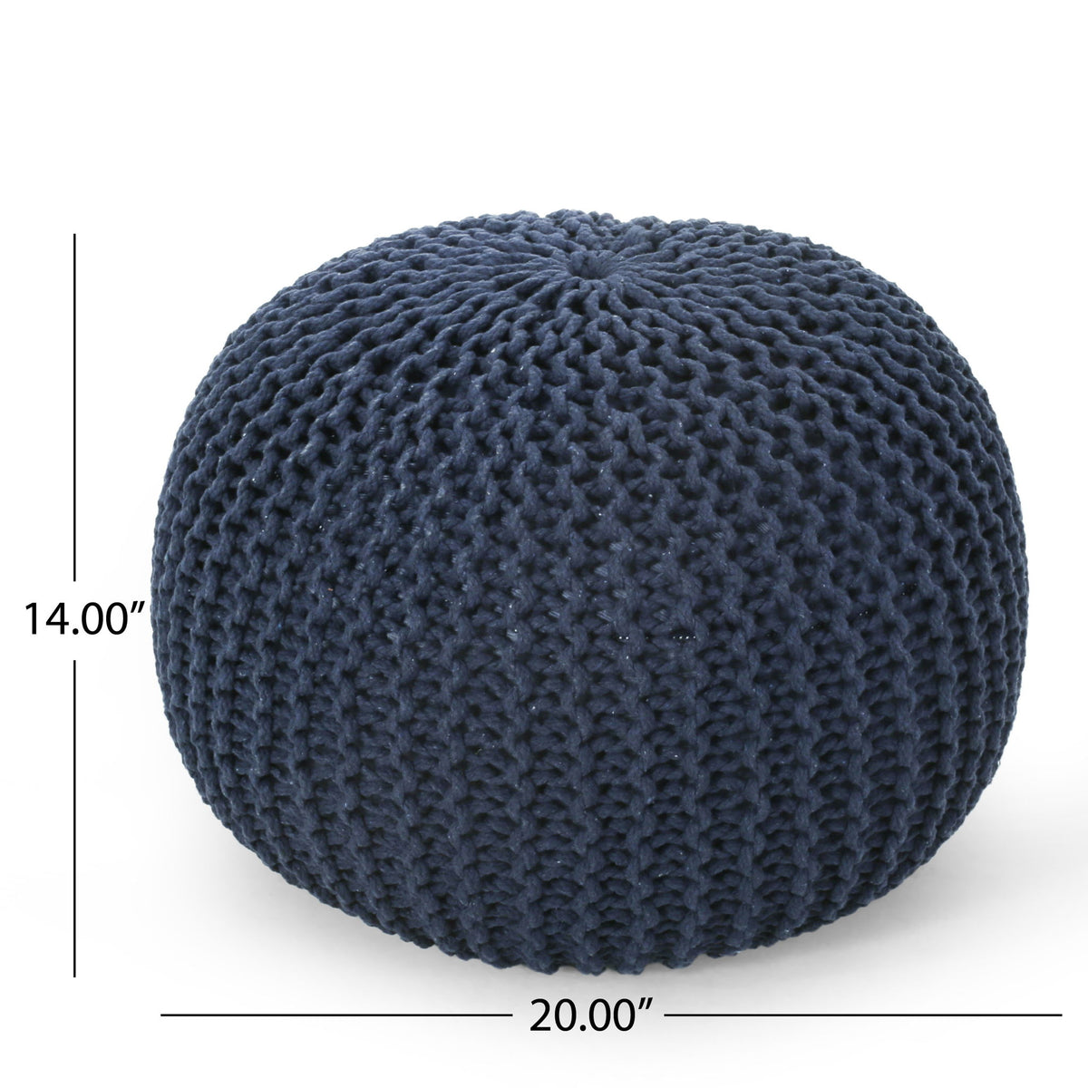 Bordeaux - Knitted Round Pouf Ottoman, Floor Cushion