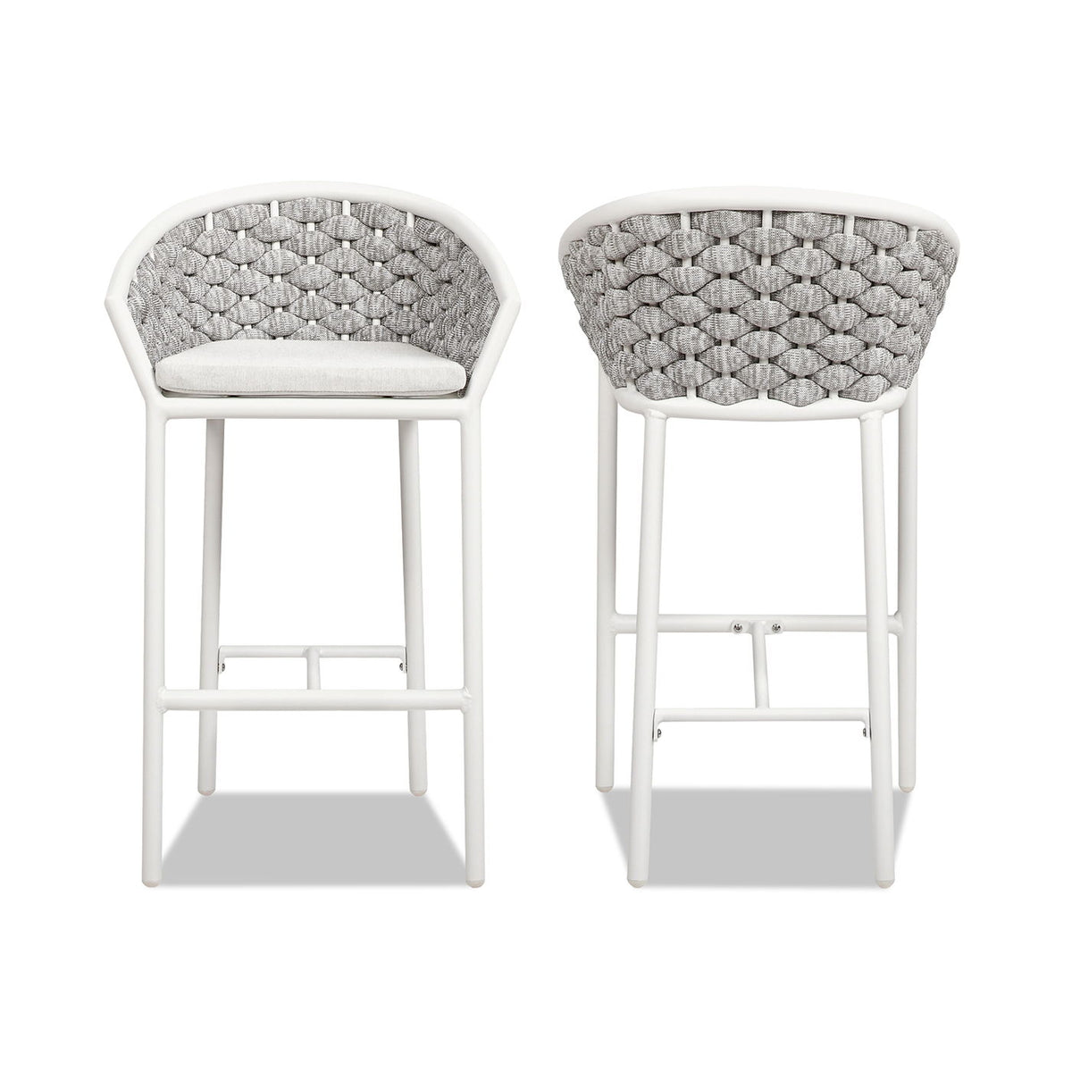 Rowan - Rope Barrel Low Back Patio Counter Stool (Set of 2) - White