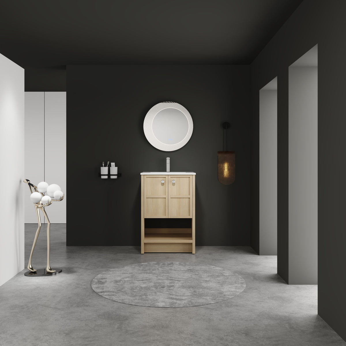 Modern Freestanding Bathroom Vanity With Ceramic Sink And Soft Closing Doors