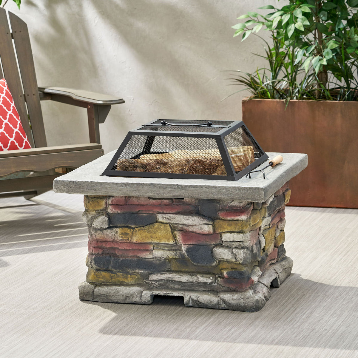 Outdoor Wood Bruning Magnesium Oxide Fire Pit With Lid