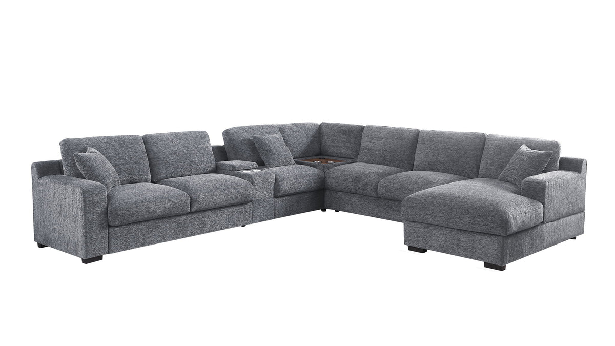 Celine - Fabric Corner Sectional Sofa With Right-Facing Chaise, Cupholders, And Charging Ports