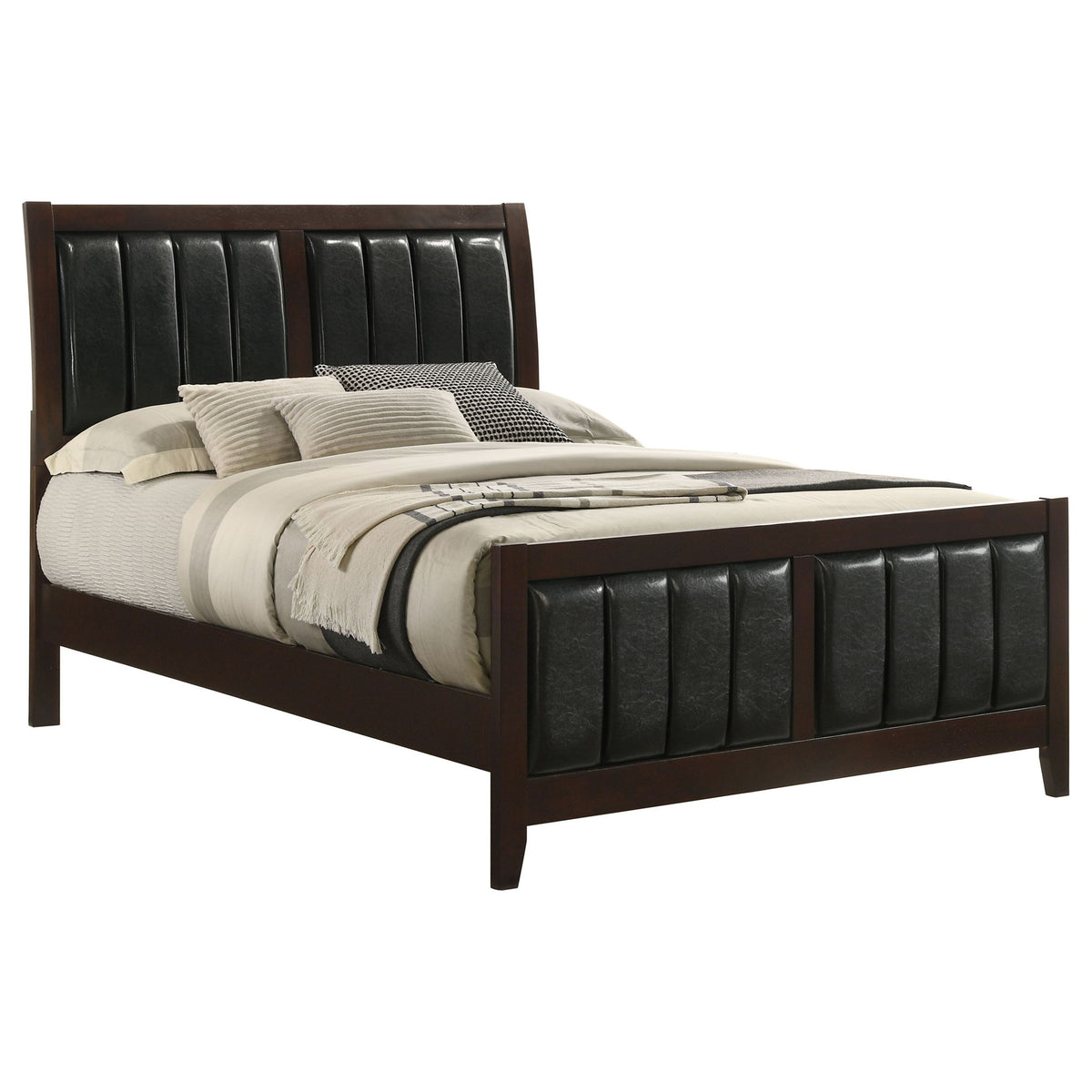 Full Panel Bed With Tufted Headboard Frame - Brown