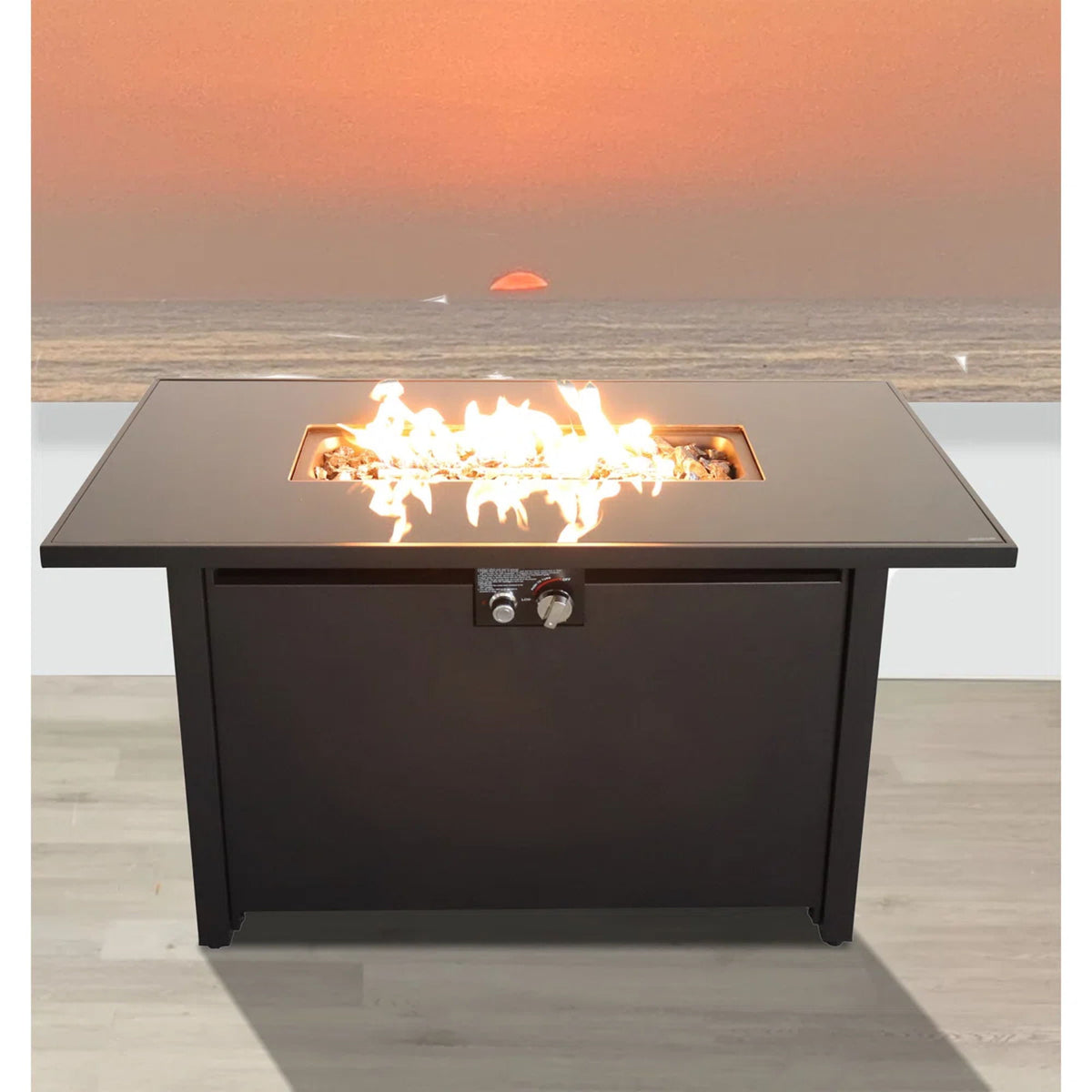Rectangular Fire Pit With Frame Elegant Design
