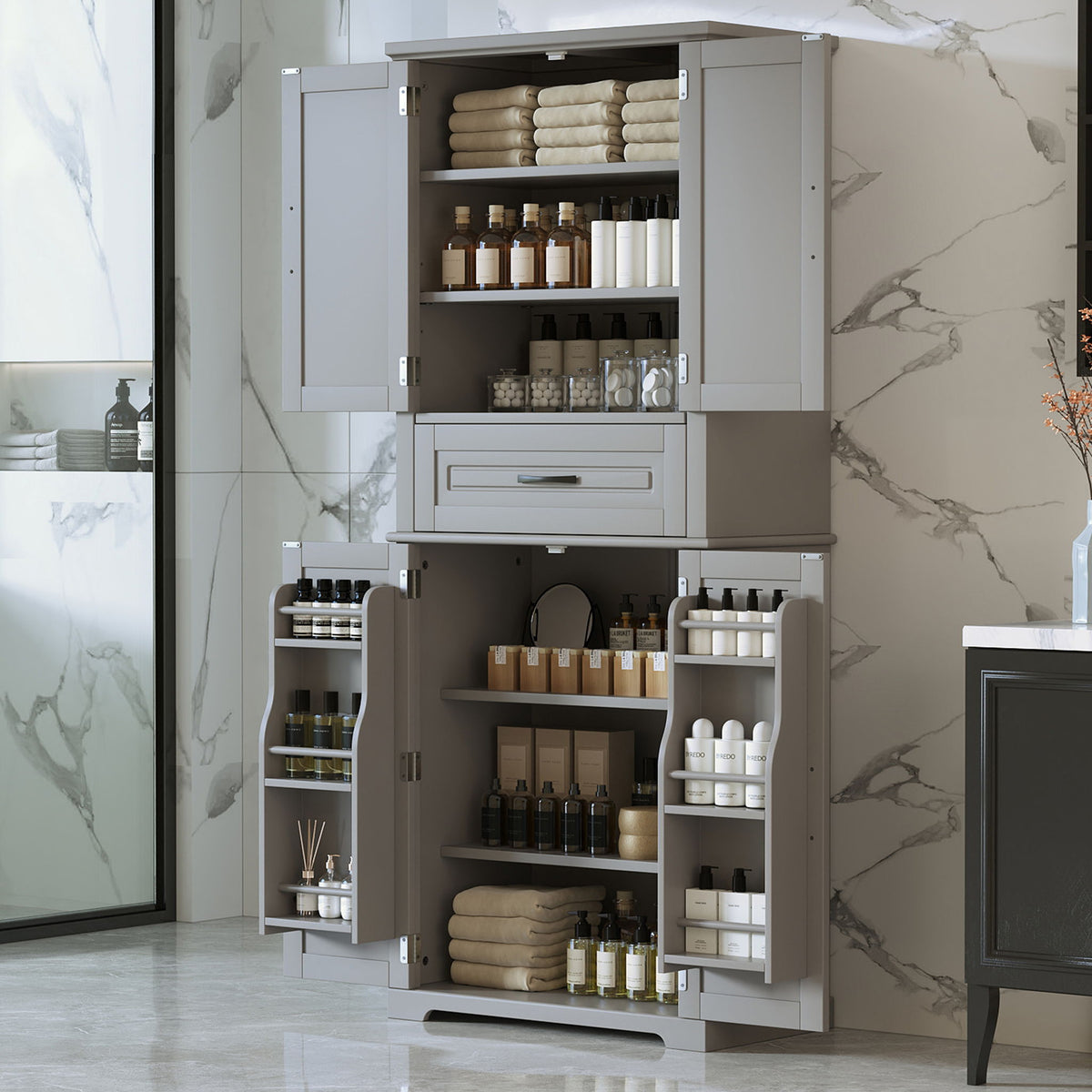 Bathroom Storage Cabinet With Drawer And Adjustable Shelf