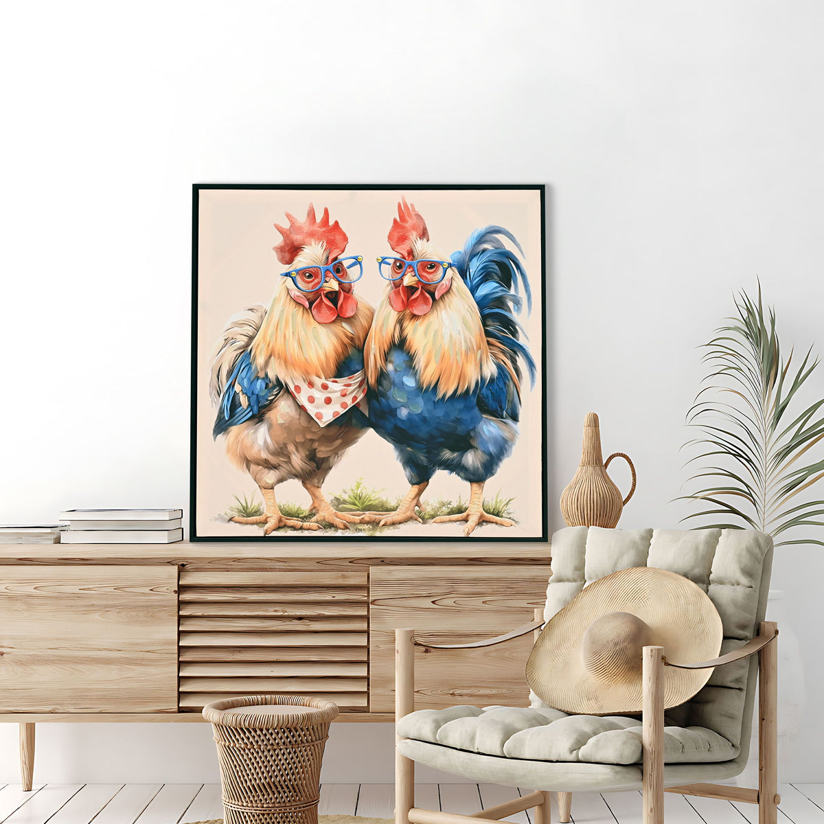 Rooster, Chicken Pictures Wall Decor For Home Decor - Yellow / Red