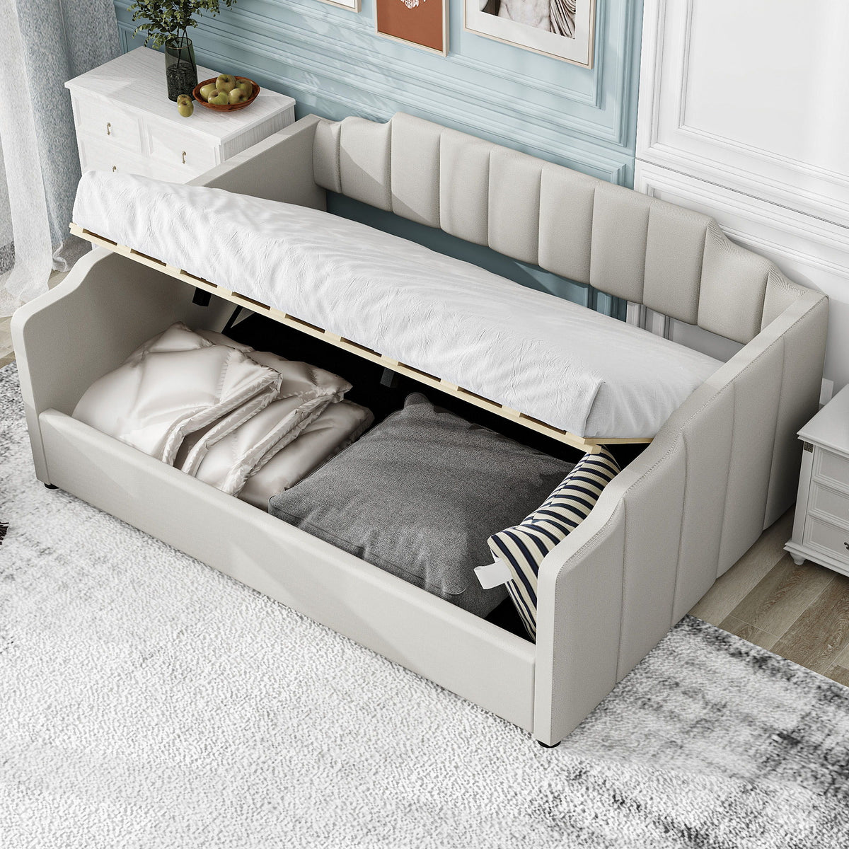 Modern Upholstered Daybed With Underneath Storage