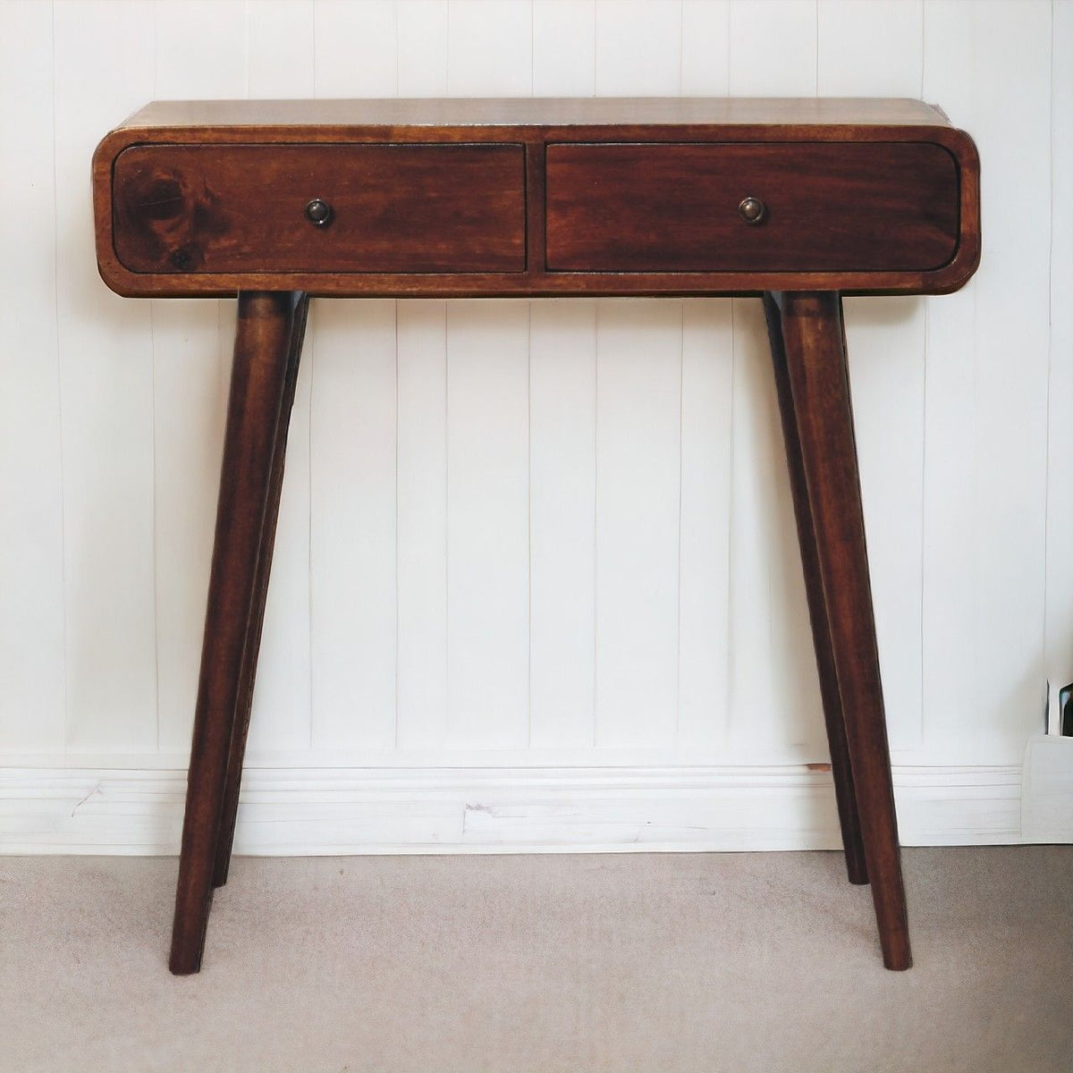 Curved Hallway Table - Chestnut