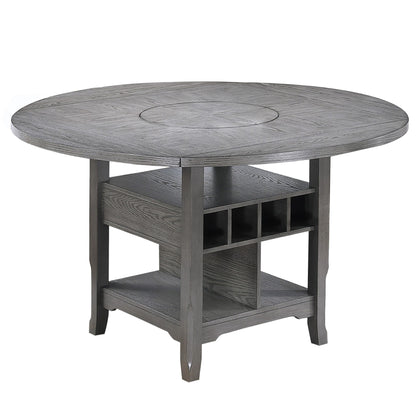 Counter Height Dining Table With Built In Lazy Susan And Storage Shelves