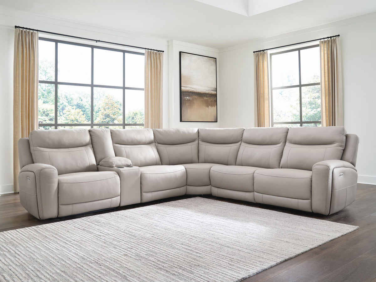Gravier - 6-Piece Power Reclining Sectional With Storage Console - Gray