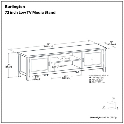 Burlington - Low TV Media Stand - Mahogany