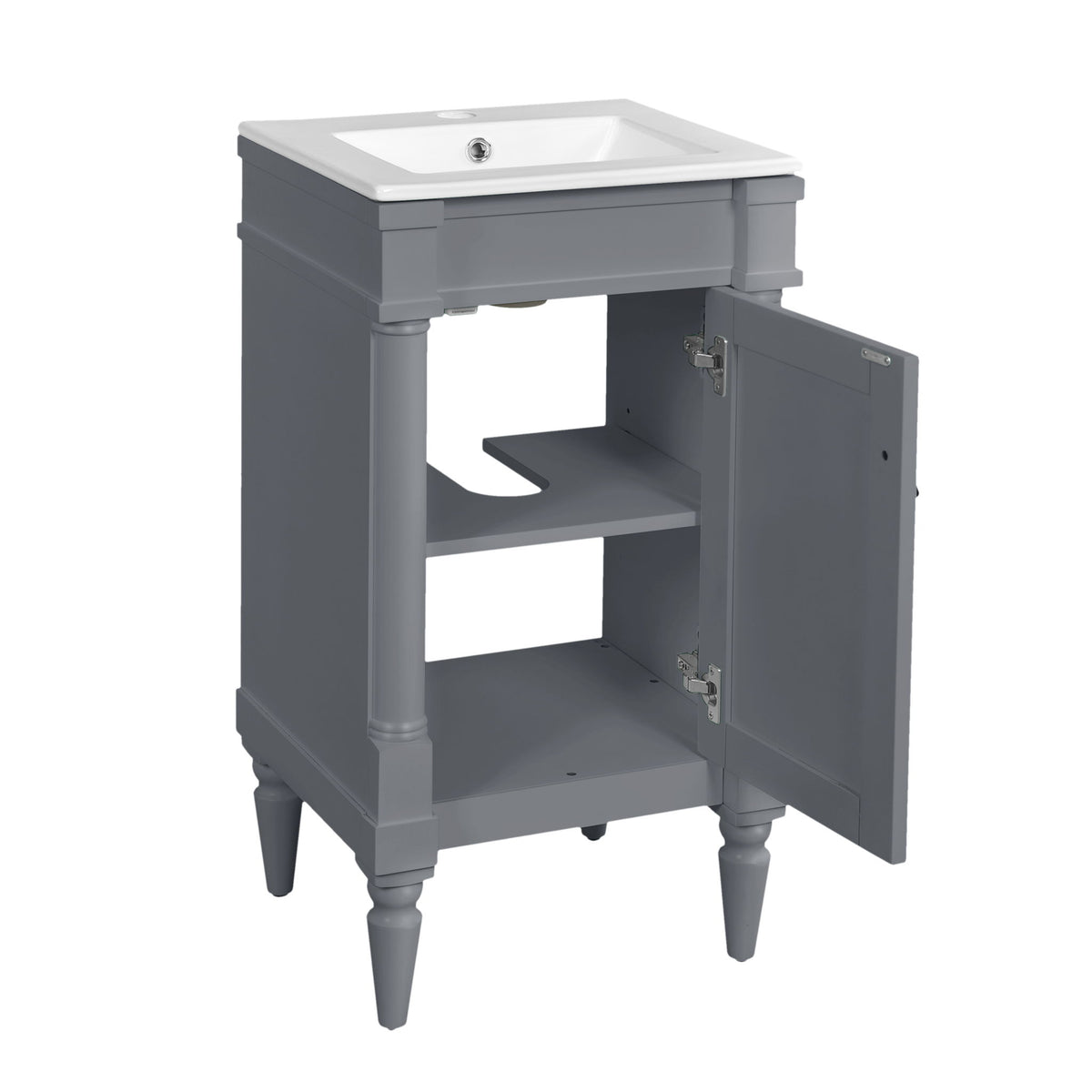 Bathroom Vanity With Sink, Storage Cabinet With Door, Drop In Sink, Compact Freestanding Design