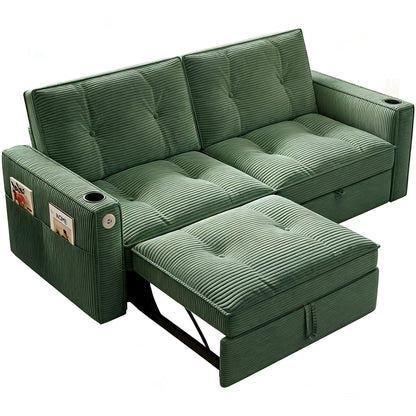 2 In 1 Convertible Sofa Bed For Living Rooms - Green