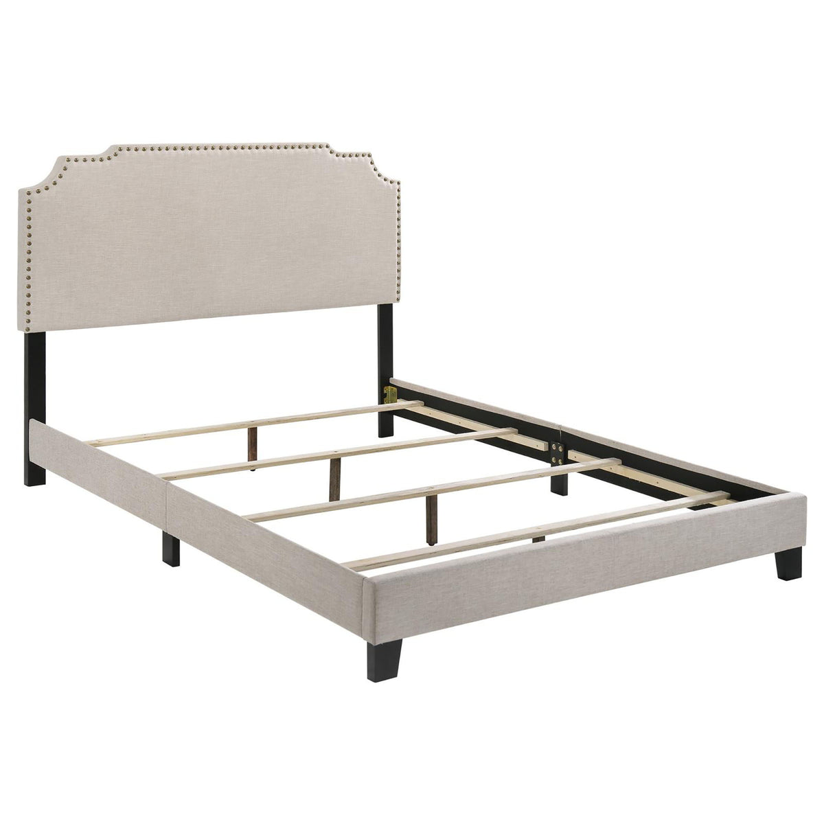 Panel Bed With Nailhead Trim, Upholstered Headboard
