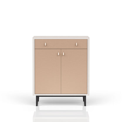 Bar Cabinet With Large Storage - White / Pecan