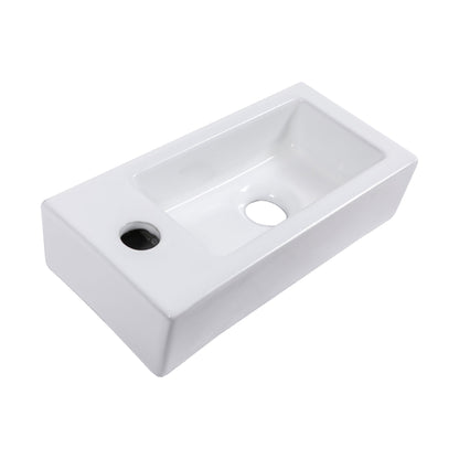 Modern Ceramic Rectangle Wall Mount Bathroom Sink With Single Faucet Hole